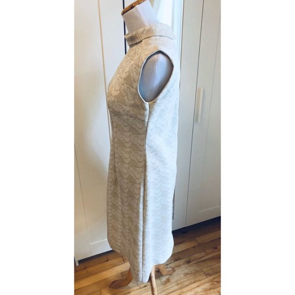 Rare Vintage Mod Style St Michael Cream Dress Gold Detail 60s size 14 UK Medium - Picture 4 of 7
